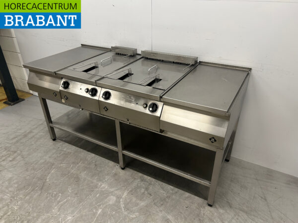 Ligne de cuisson MKN en acier inoxydable Double Friteuse Friteuse 1 x 13 litres 1x 30 litres 400V Horeca – Image 2