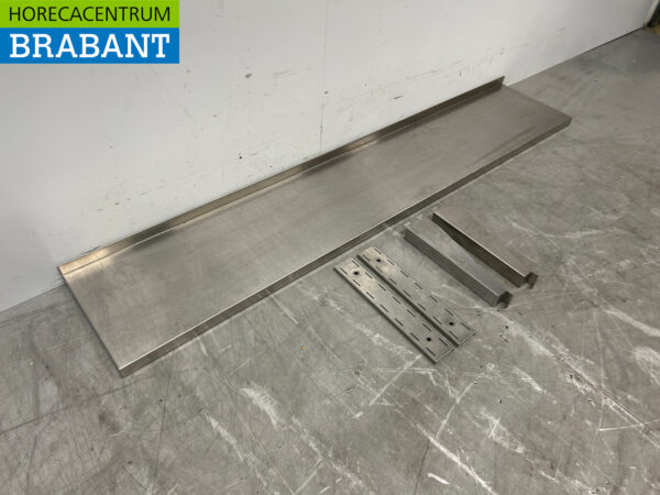 Acier inoxydable Tablette murale avec supports 160 x 30 cm Restauration – Image 2