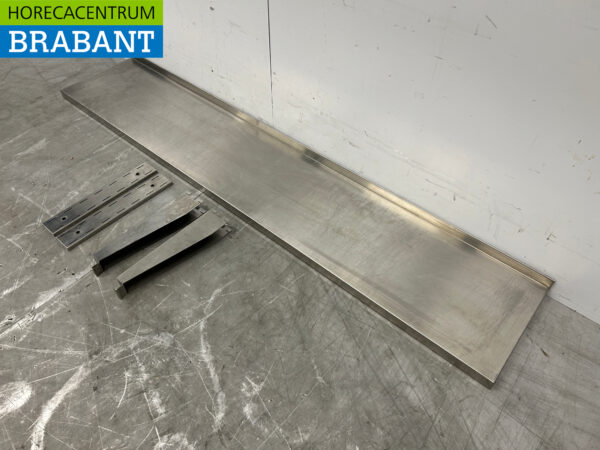 Acier inoxydable Tablette murale avec supports 160 x 30 cm Restauration – Image 3