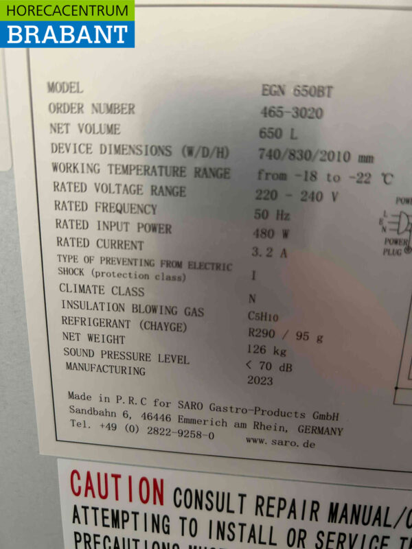 Saro congélateur en acier inoxydable 650 litres 230V Horeca – Image 5