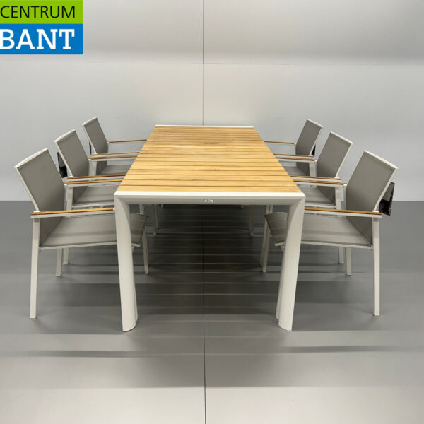 Best Freizeitmöbel Ensemble de terrasse table à manger avec 6 chaises Teck blanc Horeca