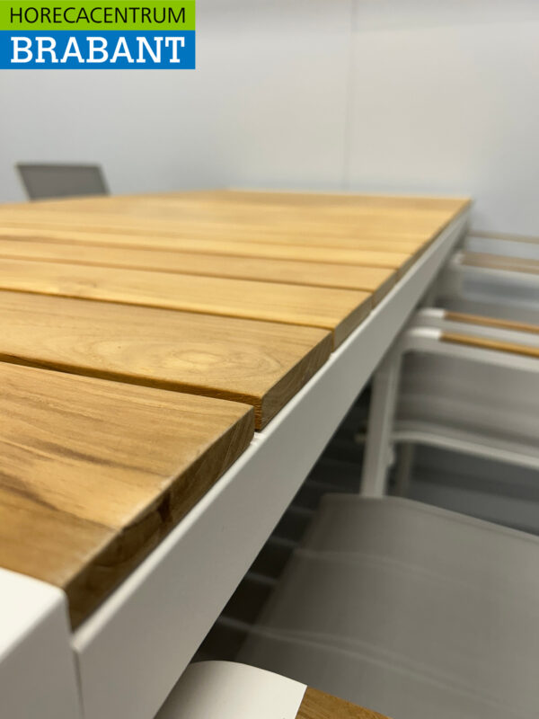 Best Freizeitmöbel Ensemble de terrasse table à manger avec 6 chaises Teck blanc Horeca – Image 5