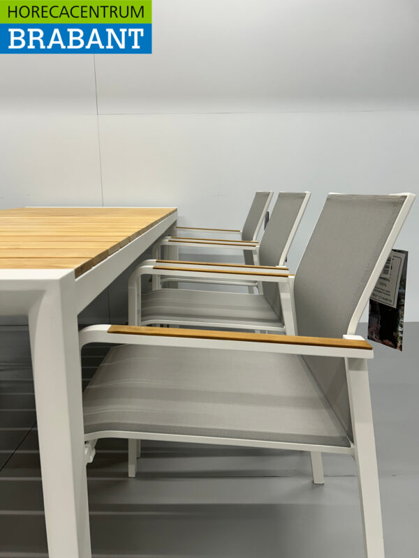 Best Freizeitmöbel Ensemble de terrasse table à manger avec 6 chaises Teck blanc Horeca – Image 6