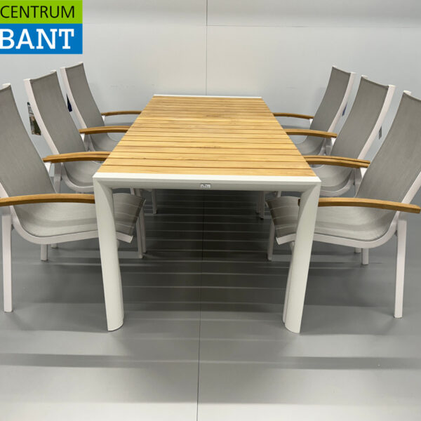 Best Freizeitmöbel Ensemble de terrasse table à manger avec 6 chaises Teck blanc Horeca