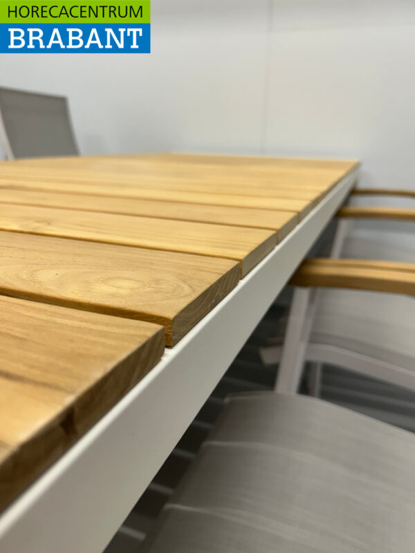 Best Freizeitmöbel Ensemble de terrasse table à manger avec 6 chaises Teck blanc Horeca – Image 5