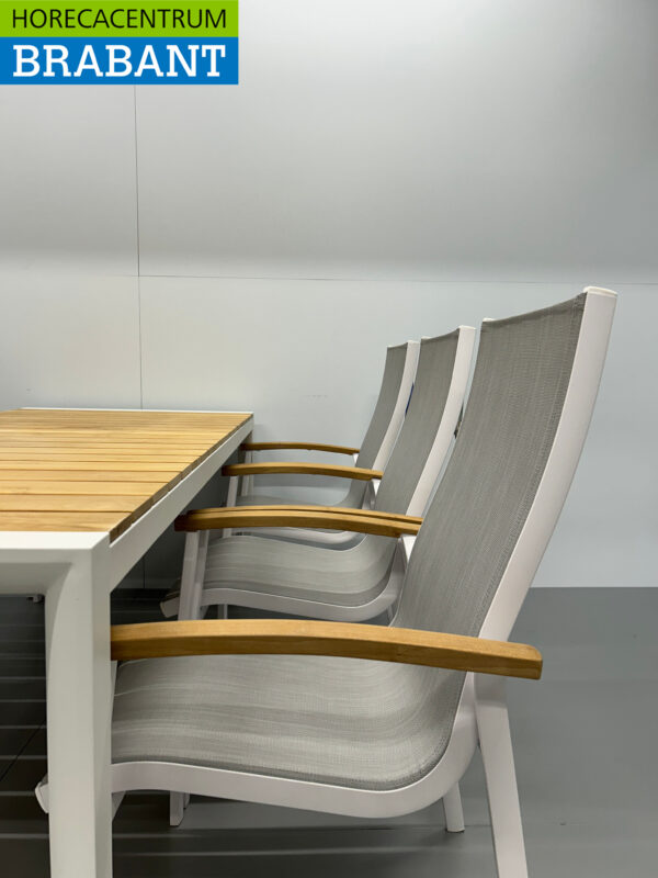Best Freizeitmöbel Ensemble de terrasse table à manger avec 6 chaises Teck blanc Horeca – Image 6