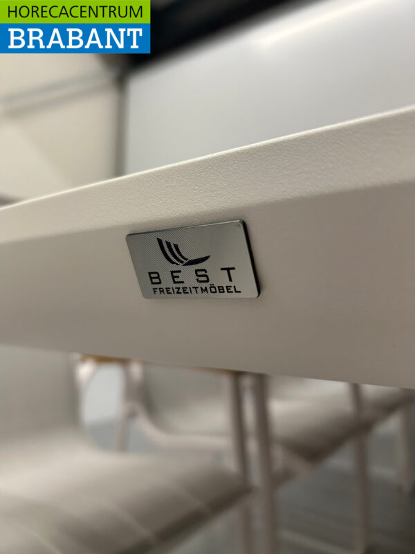 Best Freizeitmöbel Ensemble de terrasse table à manger avec 6 chaises Teck blanc Horeca – Image 7