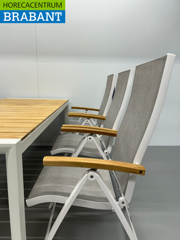 Best Freizeitmöbel Ensemble de terrasse table à manger avec 6 chaises pliantes Teck blanc Horeca – Image 6