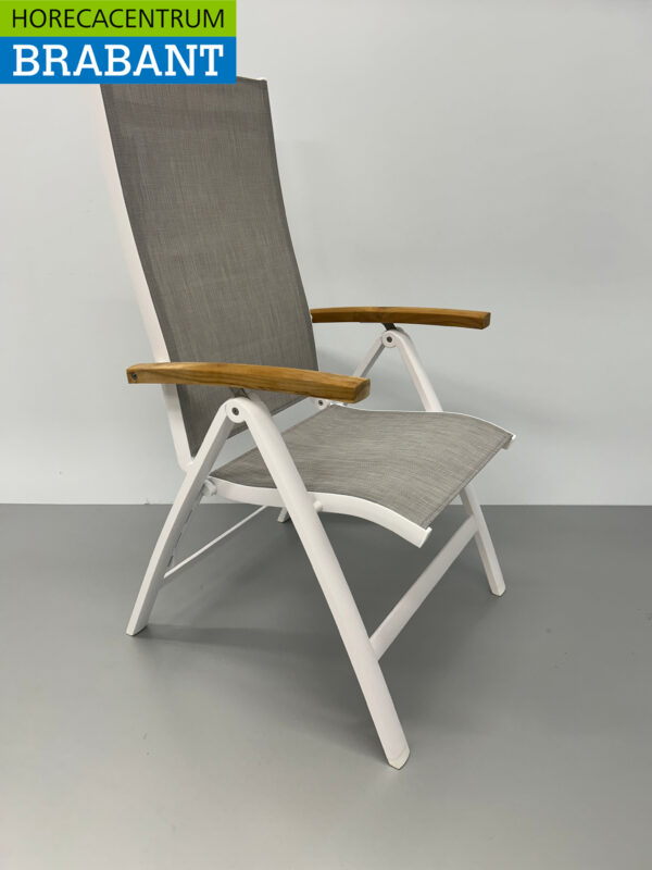 Best Freizeitmöbel Ensemble de terrasse table à manger avec 6 chaises pliantes Teck blanc Horeca – Image 9