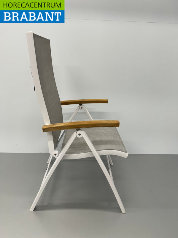 Best Freizeitmöbel Ensemble de terrasse table à manger avec 6 chaises pliantes Teck blanc Horeca – Image 10