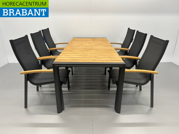 Best Freizeitmöbel Ensemble de terrasse table à manger avec 6 chaises Anthracite Teck Horeca
