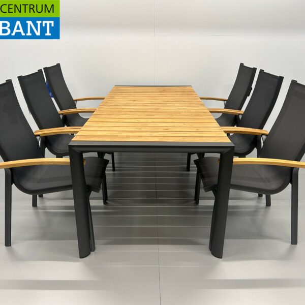 Best Freizeitmöbel Ensemble de terrasse table à manger avec 6 chaises Anthracite Teck Horeca