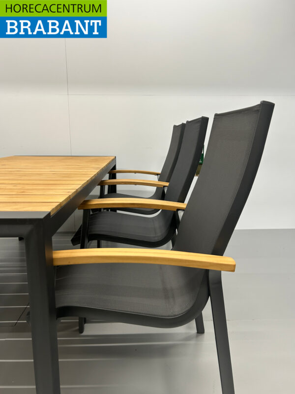 Best Freizeitmöbel Ensemble de terrasse table à manger avec 6 chaises Anthracite Teck Horeca – Image 6