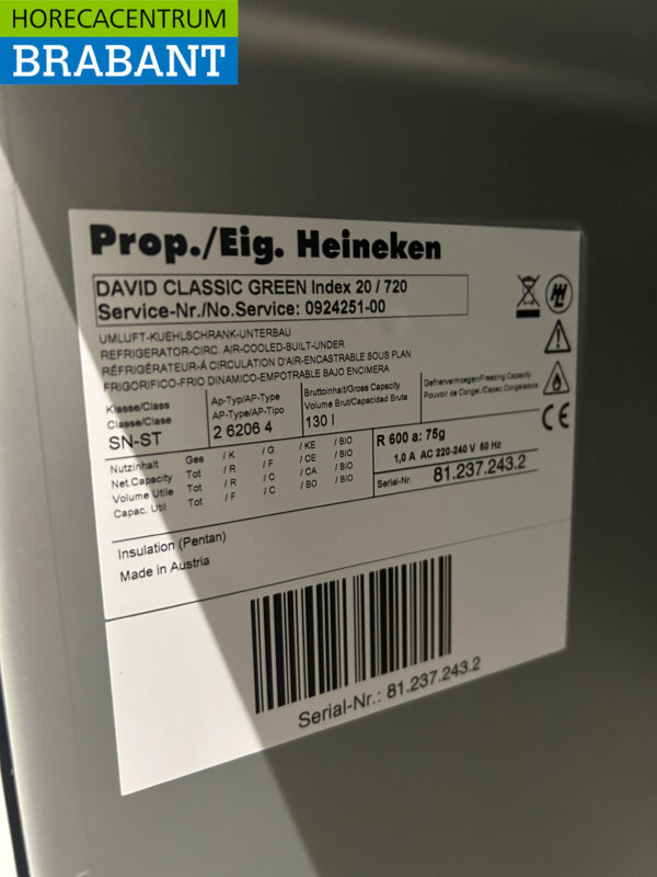 David Refrigerator Cooler 130 litres 230V Horeca – Image 5
