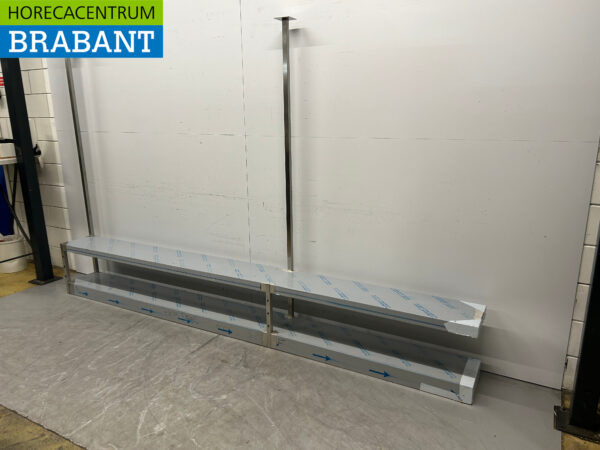 Rack de plafond en acier inoxydable Etagere Bridge 320 x 30 x 197,5 cm Restauration – Image 3