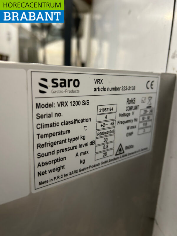 Saro vitrine inox Au dessus de la vitrine réfrigérée saladière 3 x 1/3 et 1 x 1/2 GN 120 cm Horeca – Image 4