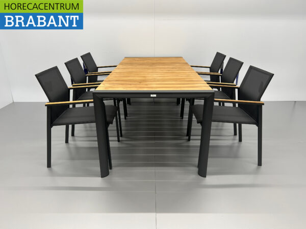 Best Freizeitmöbel Ensemble de terrasse table à manger avec 6 chaises Anthracite Teck Horeca