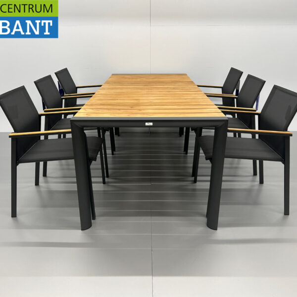 Best Freizeitmöbel Ensemble de terrasse table à manger avec 6 chaises Anthracite Teck Horeca