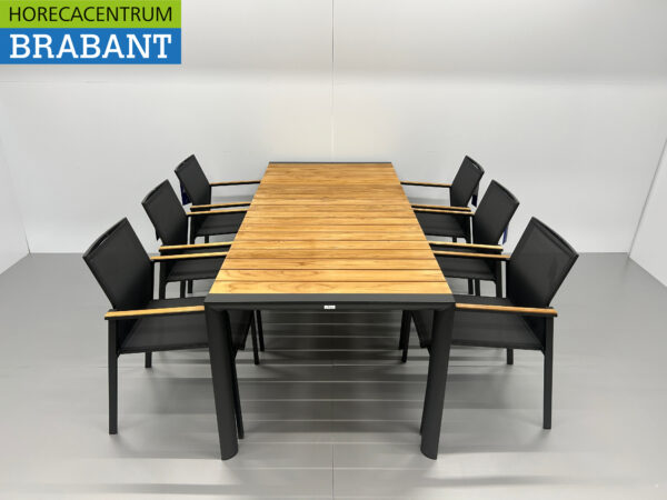 Best Freizeitmöbel Ensemble de terrasse table à manger avec 6 chaises Anthracite Teck Horeca – Image 2
