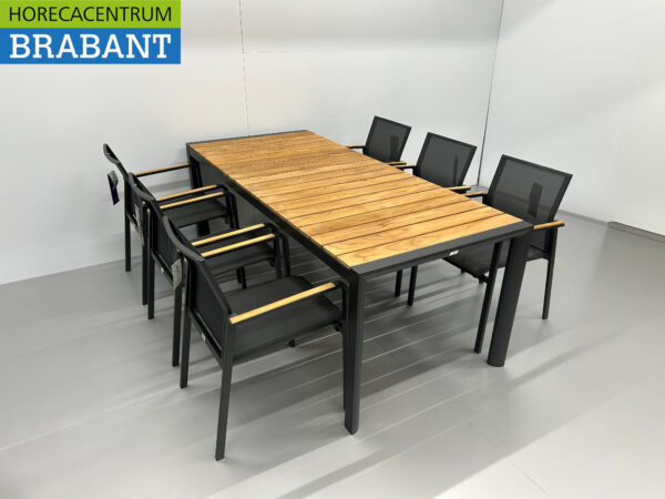 Best Freizeitmöbel Ensemble de terrasse table à manger avec 6 chaises Anthracite Teck Horeca – Image 4
