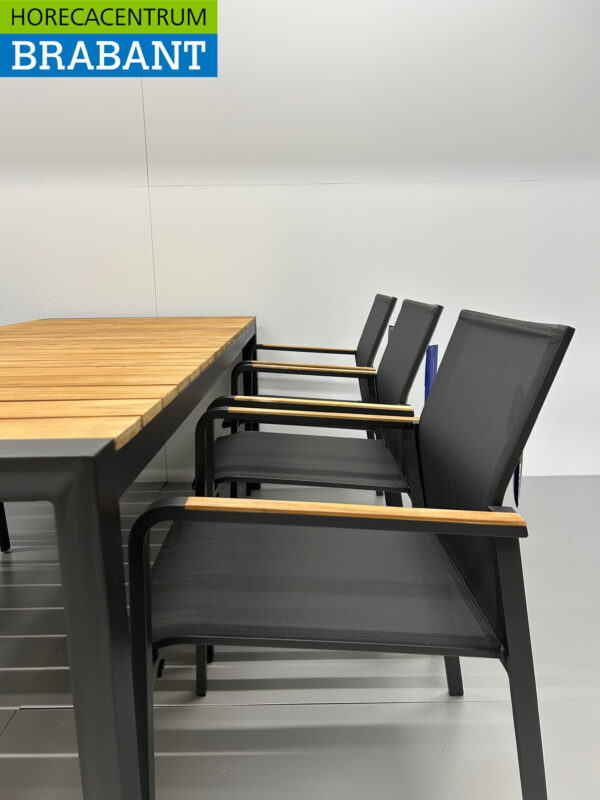 Best Freizeitmöbel Ensemble de terrasse table à manger avec 6 chaises Anthracite Teck Horeca – Image 6