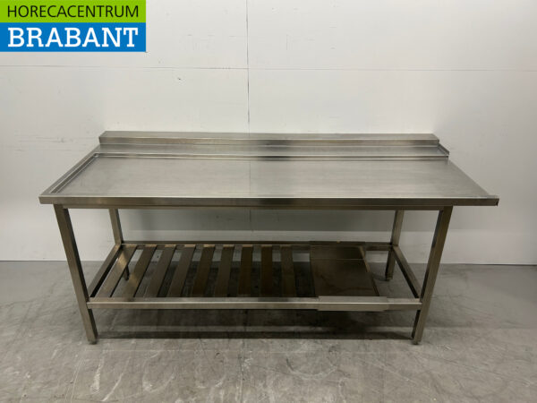 Acier inoxydable Table d'égouttage pour lave-vaisselle encastrable 196 cm Horeca