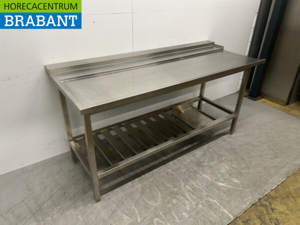 Acier inoxydable Table d'égouttage pour lave-vaisselle encastrable 196 cm Horeca – Image 2