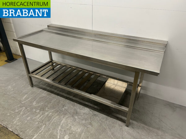 Acier inoxydable Table d'égouttage pour lave-vaisselle encastrable 196 cm Horeca – Image 3