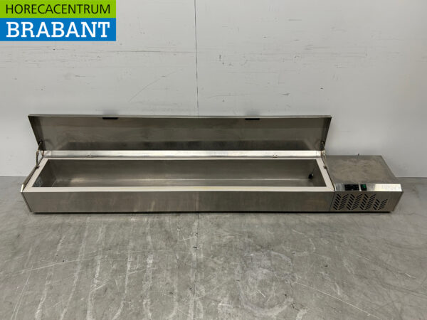 Mercatus en acier inoxydable Vitrine de comptoir Réfrigérateur de comptoir saladière 10 x 1/4 GN 219 cm Horeca – Image 4