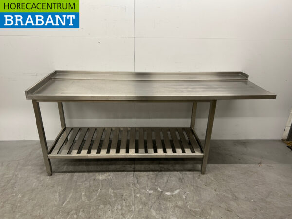 Table d'égouttage en acier inoxydable pour lave-vaisselle à passe-plat 217 cm Horeca