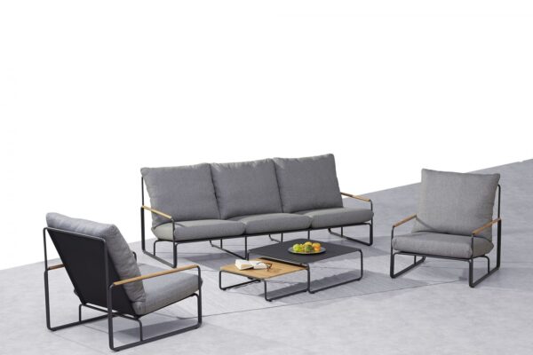 Best Freizeitmöbel Lounge set Terrace set Anthracite Teak Horeca – Image 2