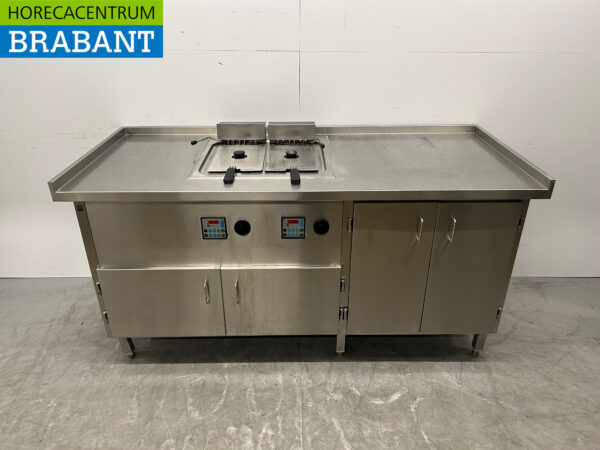 Friteuse double en acier inoxydable 2 x 12 litres 400V 185 cm Restauration