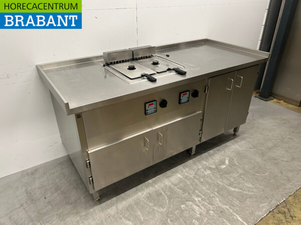 Friteuse double en acier inoxydable 2 x 12 litres 400V 185 cm Restauration – Image 2