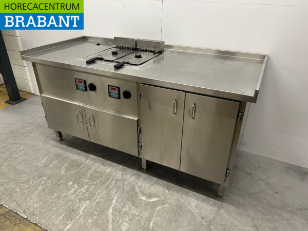 Friteuse double en acier inoxydable 2 x 12 litres 400V 185 cm Restauration – Image 3