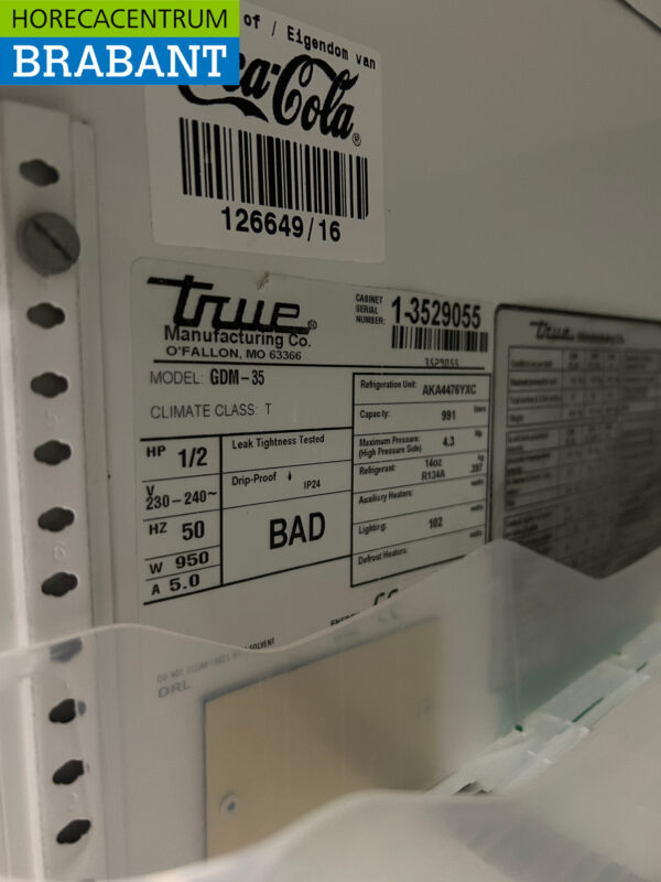 True Coca Cola Réfrigérateur à porte vitrée Réfrigérateur à boissons à porte vitrée 991 litres 230V Horeca – Image 5