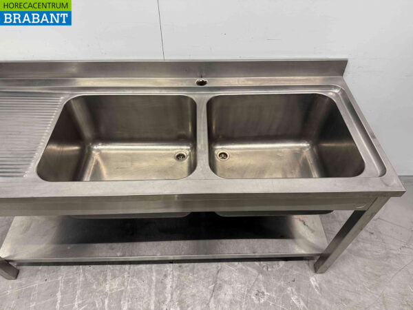 Évier de table à rinçage en acier inoxydable double évier 180 cm Horeca – Image 4