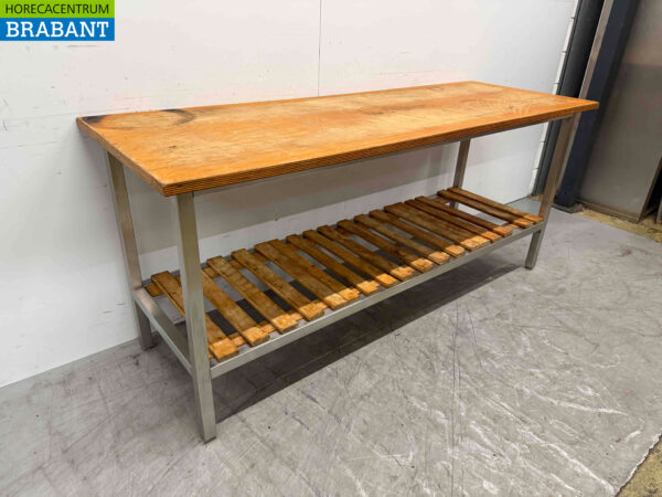 Table de travail en acier inoxydable 200 x 70 x 87,5 cm Restauration – Image 2
