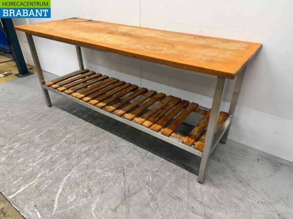 Table de travail en acier inoxydable 200 x 70 x 87,5 cm Restauration – Image 3