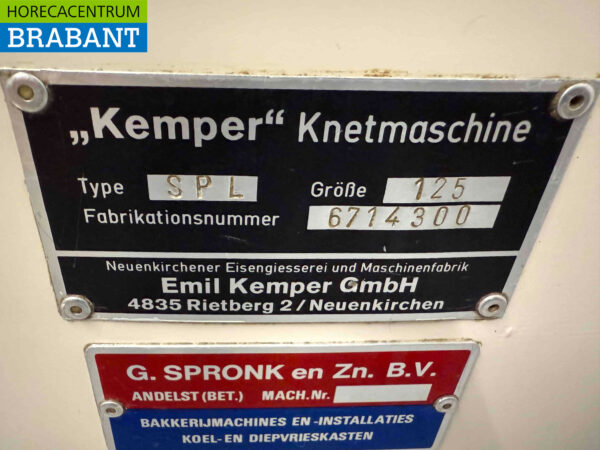 Kemper SPL125 SPL 125 Pétrin à spirale 200 kg de pâte 400V Horeca – Image 6