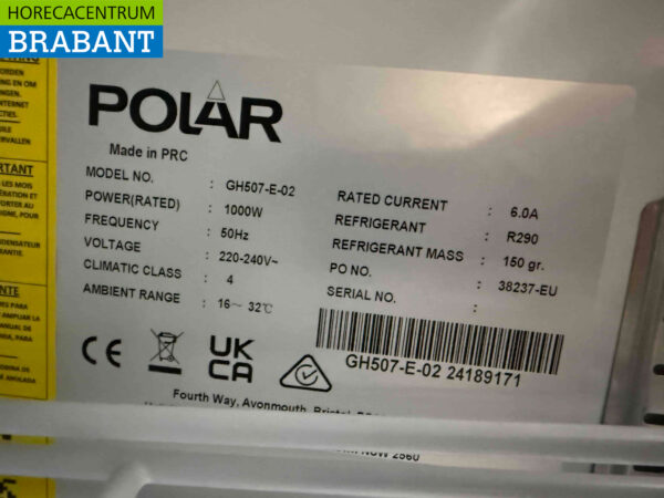 Polar GH507 Congélateur à double porte en verre Congélateur 920 litres 230V Horeca – Image 4