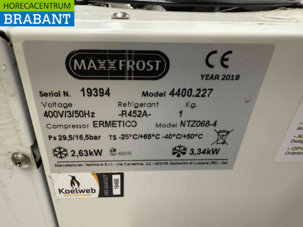 Maxxfrost Cellule de congélation Cellule de congélation enfichable Monoblock Unité murale 15,6 m3 400V Horeca – Image 6