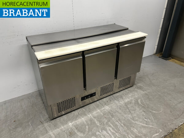 Acier inoxydable Saro Réfrigéré Comptoir Saladette 3 portes 136,5 cm 230V Horeca – Image 3