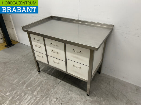 Armoire de travail Trespa en acier inoxydable Armoire à tiroirs 8 tiroirs 118 cm Restauration – Image 2