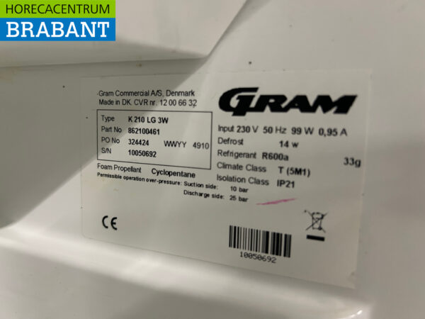 Réfrigérateur Gram Refroidissement 125 litres 230V Horeca – Image 5