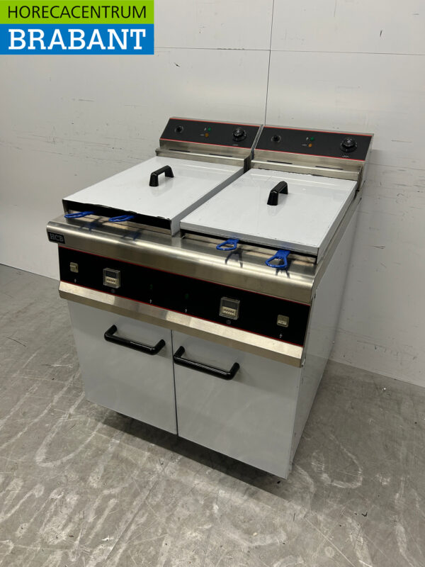 Friteuse double en acier inoxydable Friteuse 2 x 30 litres 2 x 10 kW 400V Horeca – Image 2