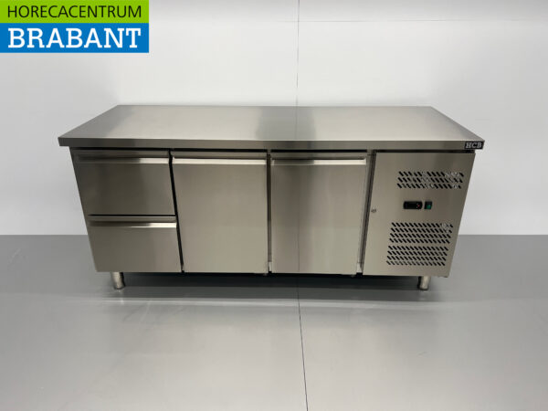 Établi réfrigéré en acier inoxydable 2 portes et 2 tiroirs 179,5 cm 230V Horeca