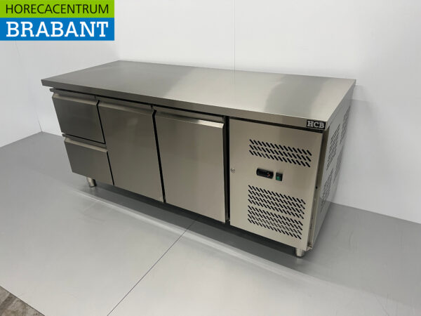 Établi réfrigéré en acier inoxydable 2 portes et 2 tiroirs 179,5 cm 230V Horeca – Image 2