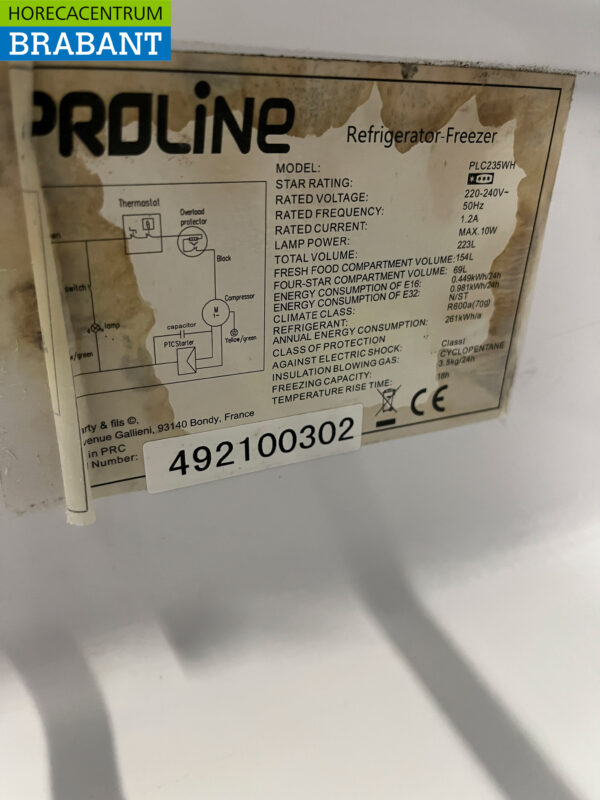 Proline Réfrigérateur Réfrigérateur Congélateur combiné 223 litres 230V Horeca – Image 5