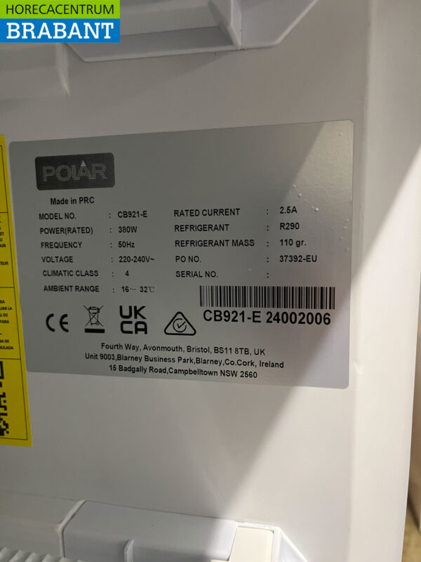 Polar CB921 Congélateur à double porte en verre Congélateur 365 litres 230V Horeca – Image 7