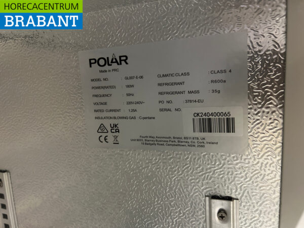 Polar GL007 Glacière de bar porte pliante 138 litres 60 cm 230V Horeca – Image 5